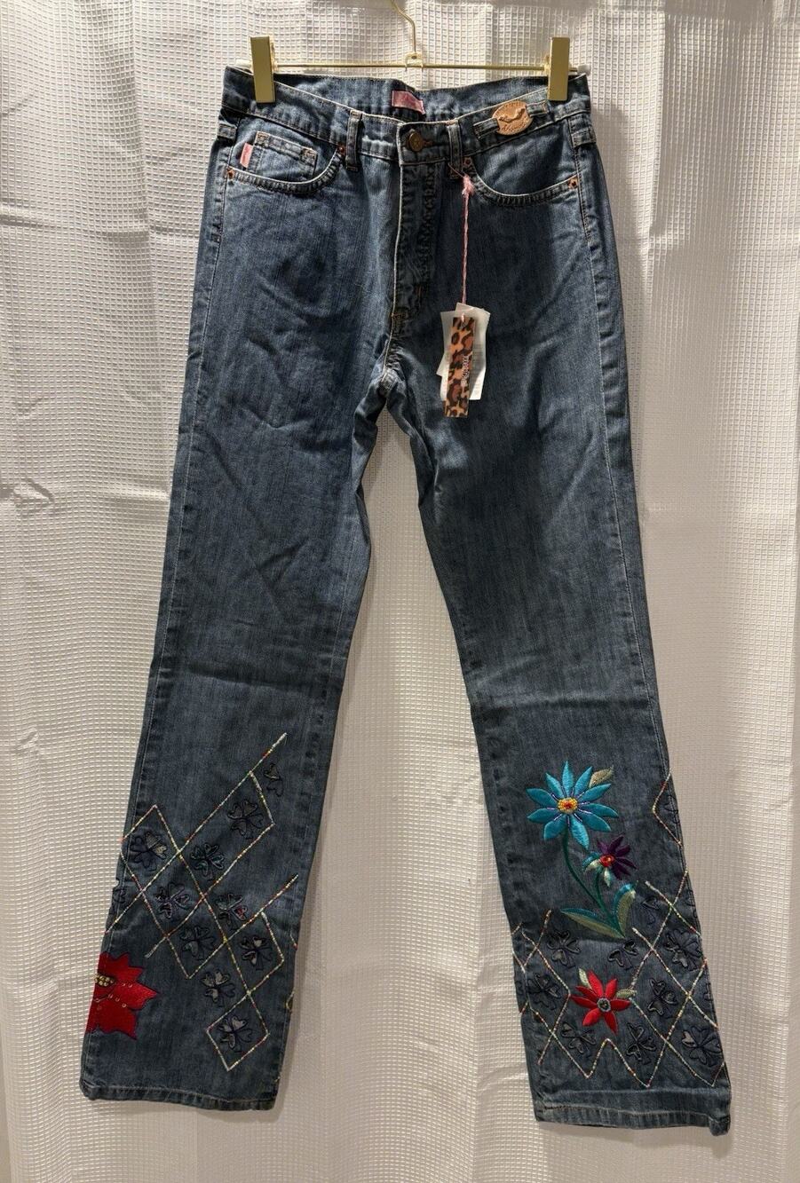Roberto Cavalli Angels Jeans Simonetta Girls 10 Embroidered Floral Fairy Sequin